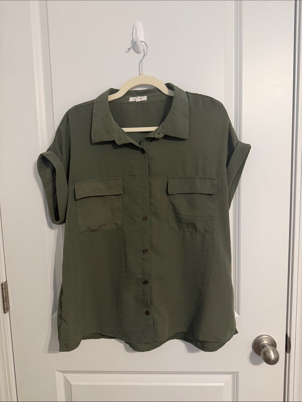 Maurices Olive Green Utility Button-Up Blouse XL